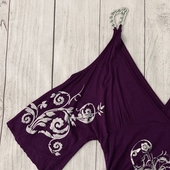 Dark Purple Body Central Top with Open Shoulder - Picture 3 of 5